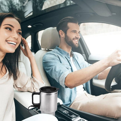 Car Electric Kettle 12V – Stainless Steel Travel Heating Cup with Auto Shut-Off, 450ml & 500ml Portable In-Car Water Heater for Hot Water, Tea & Coffee – Cigarette Lighter Powered Road Trip Essential