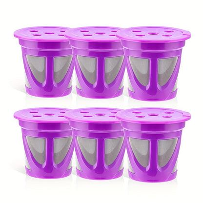 Reusable K-Cup Coffee Pods Set of 6 – Refillable Coffee Filters Compatible with Keurig K-Supreme & K-Supreme Plus, Use Your Own Ground Coffee, Eco-Friendly & BPA-Free – Black, Purple, Mixed