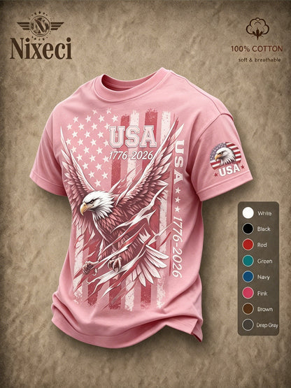 Men's Patriotic T-Shirt - Round Neck Short Sleeve Weekend Style