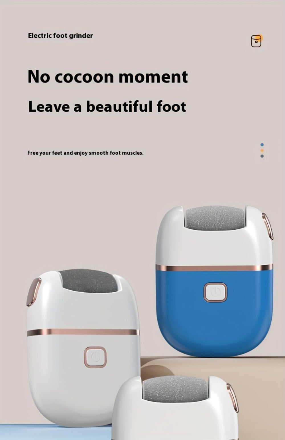 Electric Foot Callus Remover Rechargeable with 2 Roller Heads - Portable Dead Skin Scrubber Pedicure Tool for Smooth Soft Feet Cracked Heel Repair Home Professional Foot Care Kit, White