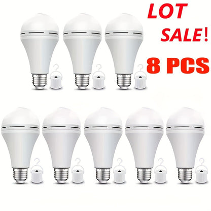 Rechargeable Emergency LED Light Bulb 12W 1100 Lumens 96W Equivalent with 800mAh Battery Backup – 6500K E26 E27 Base Non-Dimmable Auto-On Power Outage Bulb for Home Office Camping, 8-Pack