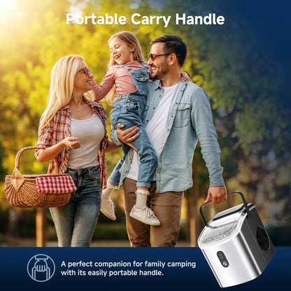 Portable Ice Maker Countertop – Bullet Ice Machine 26-29 Lbs Daily, 9 Ice Cubes in 6 Mins, Self-Cleaning, Quiet Under 45dB, with Handle, Basket & Scoop, for Home, Kitchen, Camping & RV