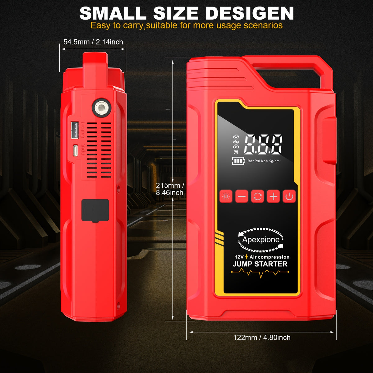 10000A-18000A High-current Car Starter with Air Compressor, 366PSI Inflator, for 12V (ALL Gas/ALL Diesel). Smart Cables, Protections, Fast USB, LED Light, Storage Bag. Hurricane Emergency Lighting, Auto Tool.Nice Gift
