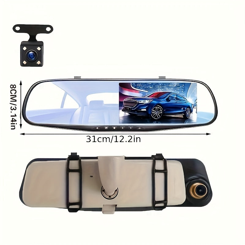 1080P Full HD Dual Lens Car Camera, Front & Rear Interior Cam With Night Vision, 24H Parking Mode, WDR, G-Sensor, Motion Detection, Magnetic Mount, Push Button Control, Smartphone Compatible, Support No Card/32g Card/64g Card Optional