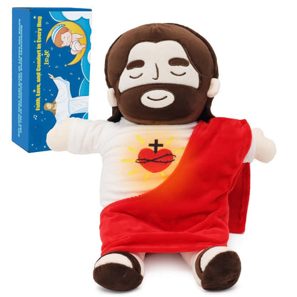 Sacred Heart of Jesus Plush Doll 15.7 Inch - Breathing Glowing Light Christian Religious Toy for Kids, Church, Sunday School, Prayer, Baptism, Easter, Christmas Gifts, Home Decor