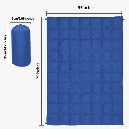 Puffy Camping Blanket Foldable Lightweight Water Resistant with 3D Eye Mask - DWR Coated Outdoor Blanket for Camping, Hiking, Travel, Beach, Stadium & Car, Warm Packable Throw in 4 Colors, 55" x 78"