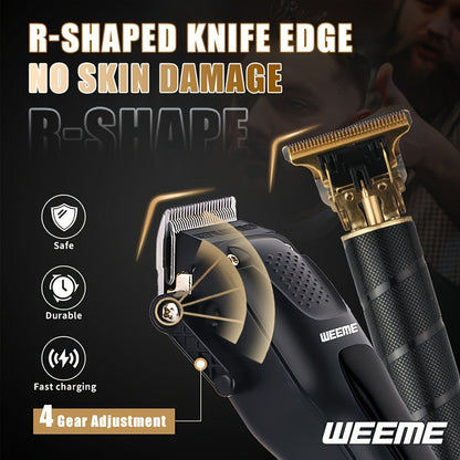Mens Grooming Kit with Nose Hair Trimmer Electric Shaver WEEME 826 USB Rechargeable LCD Display - Complete Shaving Trimming Set Gift for Dad Brother Son Birthday Holiday