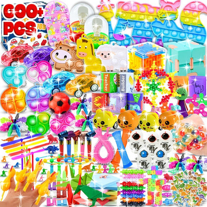Bulk Party Favor Toys 600 Pieces – Mixed Color Novelty Fidget Toy Assortment for Easter Egg Fillers, Kids Birthday Goodie Bags, Classroom Prize Box Rewards & Holiday Gifts