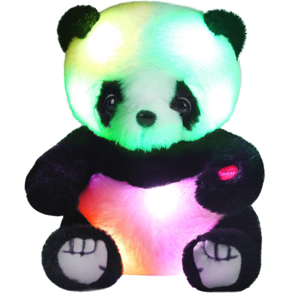 LED Light Up Panda Stuffed Animal 8 Inch – Kawaii Panda Bear Plush Toy with Soft Glow Night Light, Huggable PP Cotton Stuffed Panda for Kids Toddlers, Birthday Christmas Baby Shower Gift