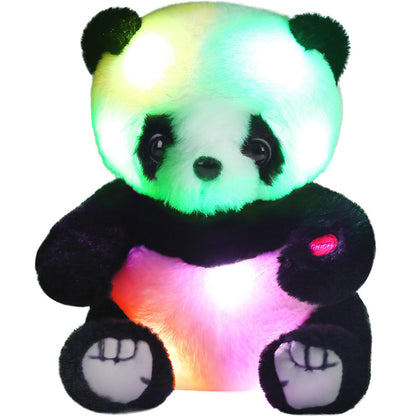 LED Light Up Panda Stuffed Animal 8 Inch – Kawaii Panda Bear Plush Toy with Soft Glow Night Light, Huggable PP Cotton Stuffed Panda for Kids Toddlers, Birthday Christmas Baby Shower Gift