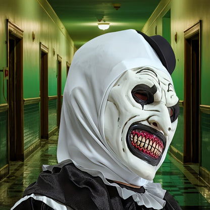 Horror Clown Mask Halloween Latex Full Face Scary Costume – Bloodless Red Tooth Clown Design for Adults & Teens, Haunted House Prop Costume Party Cosplay Creepy Aesthetic Gift