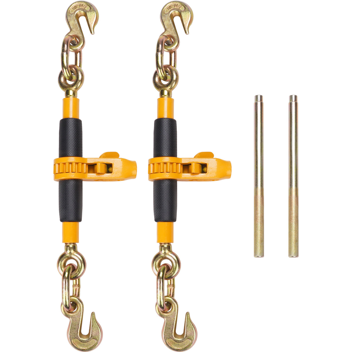 VEVOR Ratchet Chain Binder, 5/16"-3/8" Heavy Duty Load Binders, with G80 Hooks 7,100 lbs Secure Load Limit, Labor-saving Anti-skid Handle, Tie Down Hauling Chain Binders for Flatbed Truck Trailer, 4 P