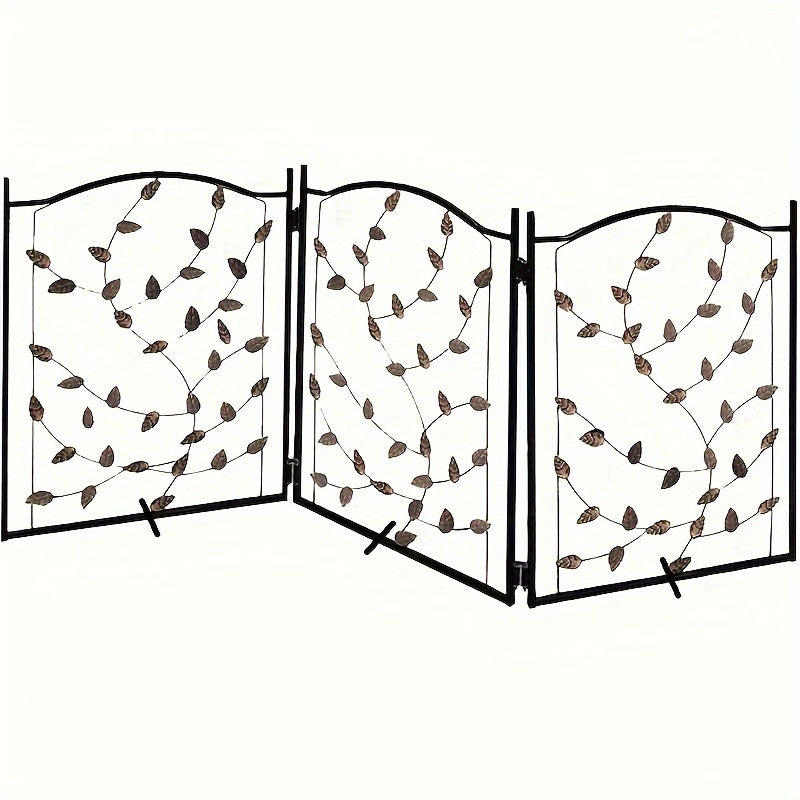 Foldable Pet Gate 3-Panel 52x24 Inch Metal Freestanding Dog Fence Retractable for Stairs Hallways Doorways Indoor Dog Gate No Installation