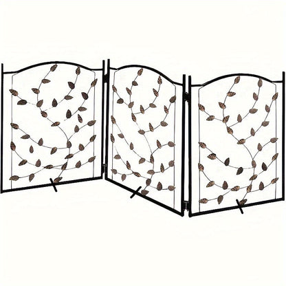 Foldable Pet Gate 3-Panel 52x24 Inch Metal Freestanding Dog Fence Retractable for Stairs Hallways Doorways Indoor Dog Gate No Installation
