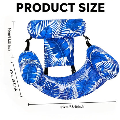 Tropical Leaf Inflatable Pool Float Lounger for Adults – Hammock Chair with Adjustable Back & Head Support, Buoyant Pillow, Fabric Cover, Pool Lake Beach Summer Water Party Relaxation Gift