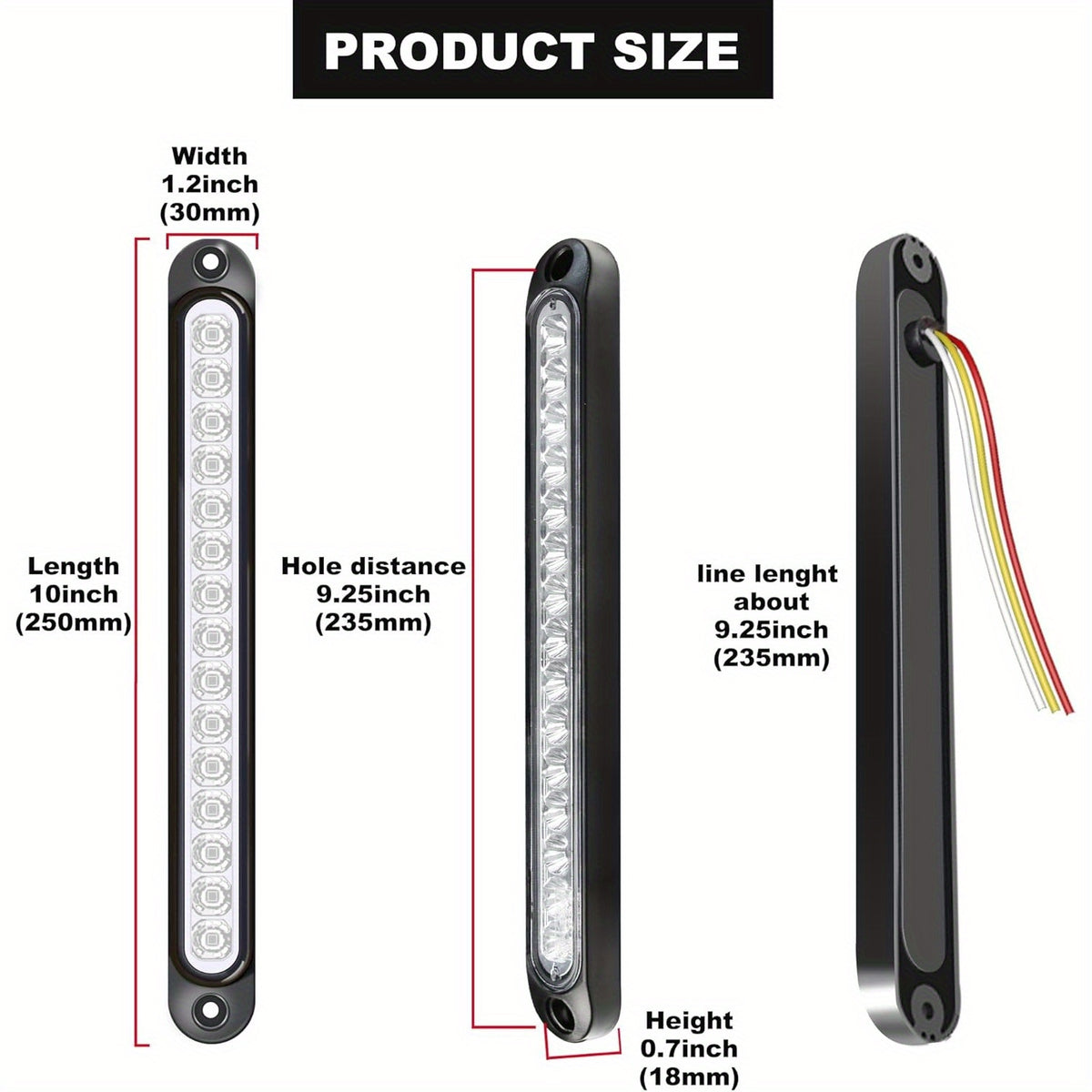 4pcs White 15LEDs Trailer Brake Tail Light Bar LED Trailer Lights Stop Turn Signal Tail Lights Trailer Identification Light for Marine Boats Golf Truck Offroad
