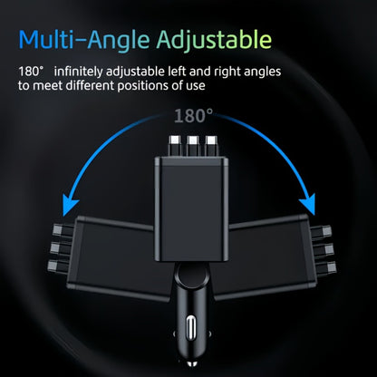 7-in-1 Car Fast Charger with 3 Retractable Cables, LED Digital Display, 180° Adjustable Arm, Universal Plug – Multi-Port USB Car Phone Charger for iPhone Android