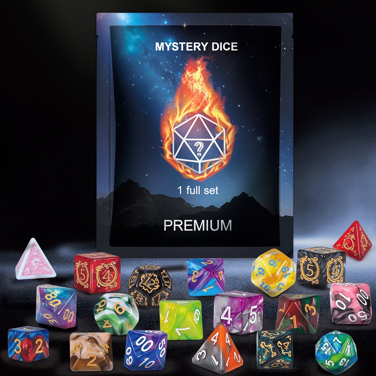 Mystery Dice Blind Box 7-Piece Polyhedral DnD Dice Set – Surprise Boutique Gaming Dice for Dungeons and Dragons, Tabletop RPG, Pathfinder, Party Games, Unique Gamer Gift Ages 14+