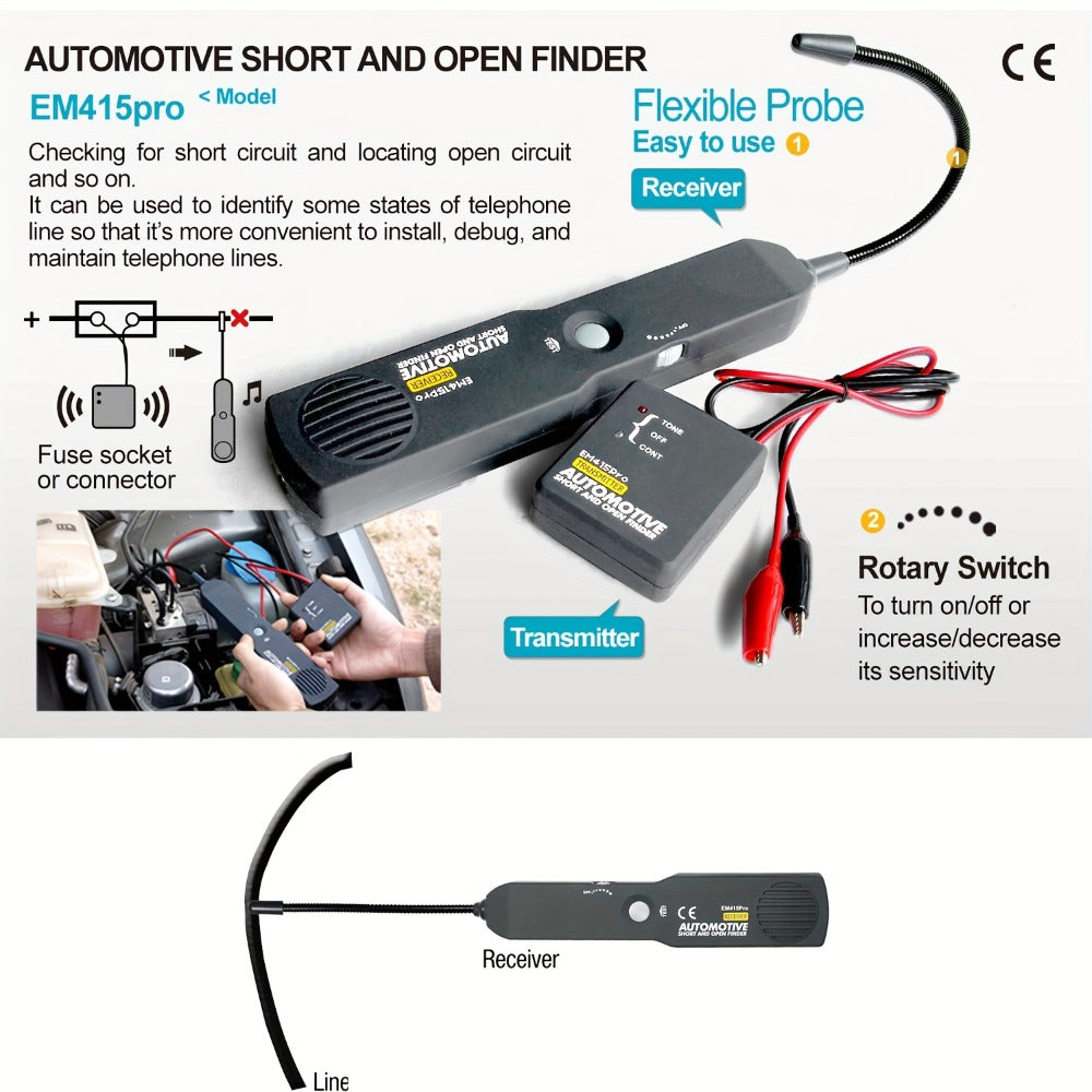 EM415PRO Automotive Circuit Tracer & Short Circuit Detector – Open Circuit Finder, Wire Tracer Tool for Car Electrical Fault Diagnosis, 6-42V DC