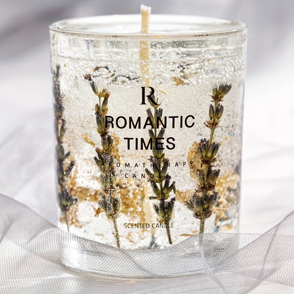 Soy Candle with Real Flowers 7.4oz Essential Oils 50-Hour Burn Floral Scented Elegant Glass Jar Velvet Rose Lavender Orange for Home Decor Relaxation Gift