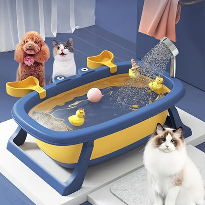 Collapsible Pet Bath Tub – Portable Foldable Crab-Shaped Bathing Tub for Cats & Small Dogs Up to 20 lbs | Space-Saving, Durable & Easy to Clean | Indoor & Outdoor Pet Bathing Solution, 3 Color Options