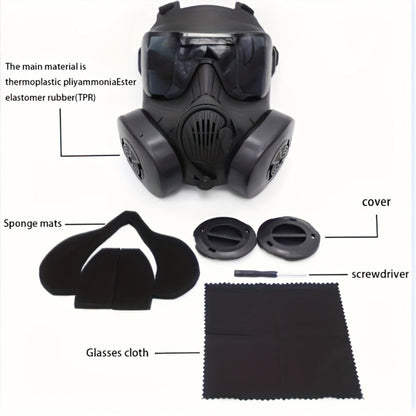 Tactical CS Costume Prop Mask Plastic Airsoft Style – Military Face Mask for Men Halloween Cosplay Role Play CS Simulation Outdoor Camping Movie Stage Props Cool Dress Up Black Tri-Color