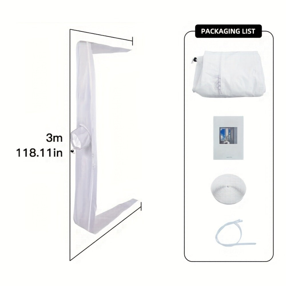 Portable AC Window Sealing Strip Universal | Adjustable Air Conditioner Exhaust Hose Seal Kit with Zipper & Adhesive | 4M 5M 220" 236" Sizes for All Portable Air Conditioners