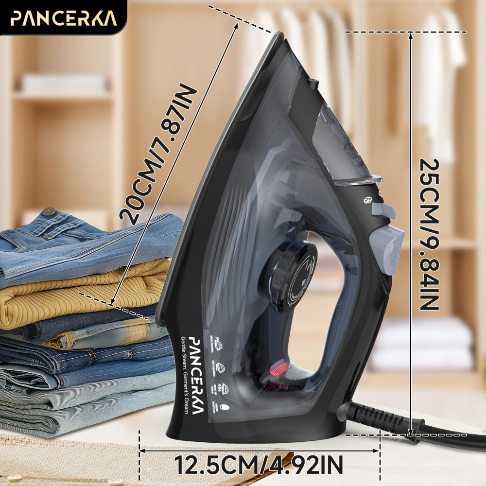 1200W Steam Iron for Clothes Adjustable Thermostat Non-Stick Soleplate Variable Steam Control Overheat Protection Powerful Long-Lasting Steam for All Fabrics Black