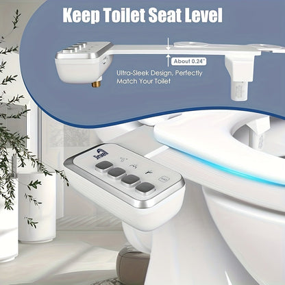 Bidet Attachment for Toilet Ultra-Slim – Non-Electric Cold Water Sprayer, Retractable Self-Cleaning Nozzle, Adjustable Water Pressure, Easy Install Toilet Seat Bidet