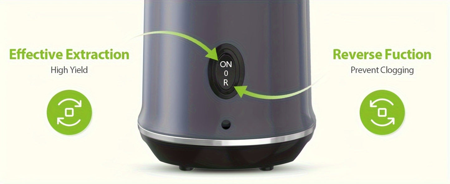 Cold Press Slow Juicer Machine with 5.3-Inch Large Feed Chute - High Juice Yield, Safety Lock, One-Click Cleaning, Masticating Juicer for Whole Fruits & Vegetables, Family Healthy Lifestyle, Black