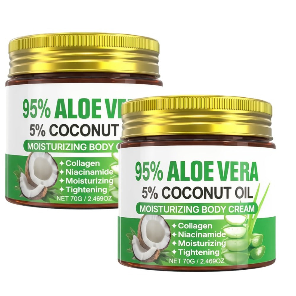 Aloe Vera Collagen Face Cream 2 Pack Hyaluronic Acid Coconut Oil Deep Hydrating Firming Anti-Aging Moisturizer for Dry Skin Tightening Soothing Daily Skincare for Women All Skin Types