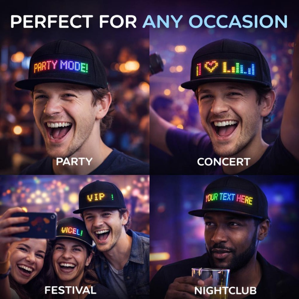 Programmable LED Hat App Controlled Scrolling Text Light Up Baseball Cap for Men Women Parties Halloween Christmas Gift USB Charging