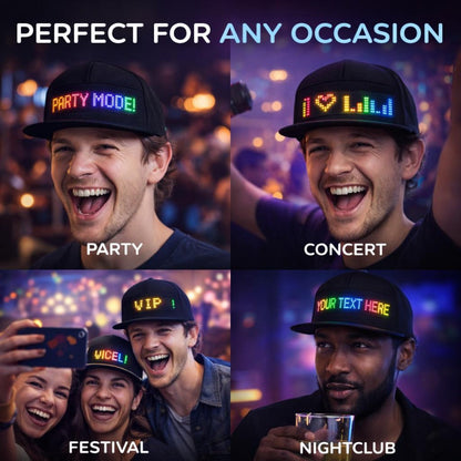 Programmable LED Hat App Controlled Scrolling Text Light Up Baseball Cap for Men Women Parties Halloween Christmas Gift USB Charging