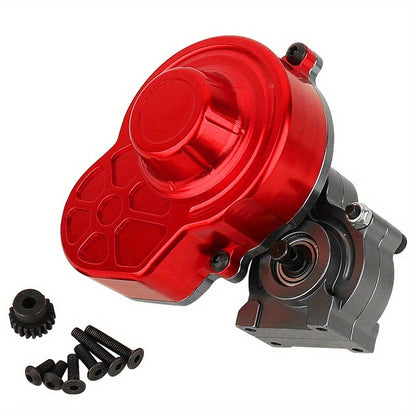 Metal Gearbox with Motor Gears for 1/10 RC Crawler Truck – LCG Transmission Upgrade for Axial SCX10 WRAITH 313mm Wheelbase, Red Titanium Alloy Precision Machined Parts