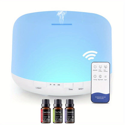 Remote Control Aroma Diffuser 300ml – Humidifier & Mood Light with 6 Premium Essential Oils, Large Capacity 16.91oz Aromatherapy Diffuser for Bedroom, Office & Home, Gift Set