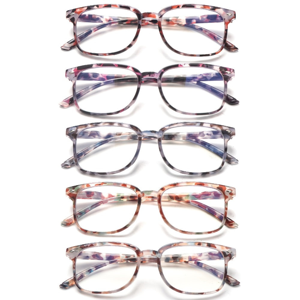 Blue Light Blocking Reading Glasses for Women 5-Pack – Stylish Computer Readers with Spring Hinges, Anti-Blue Light Lenses, Multiple Strengths 1.0–4.0x, Multicolor
