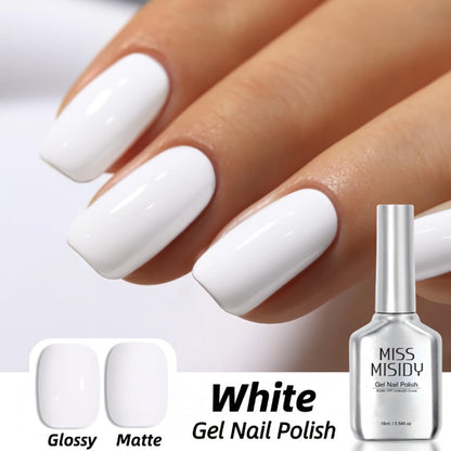 Odorless Gel Nail Polish Black & White 0.54oz MISS MISIDY Soak-Off UV LED Durable High Gloss – Self-Leveling Easy Application for Salon & Home Manicure Pedicure, Classic Minimalist Nail Art Gift for Women