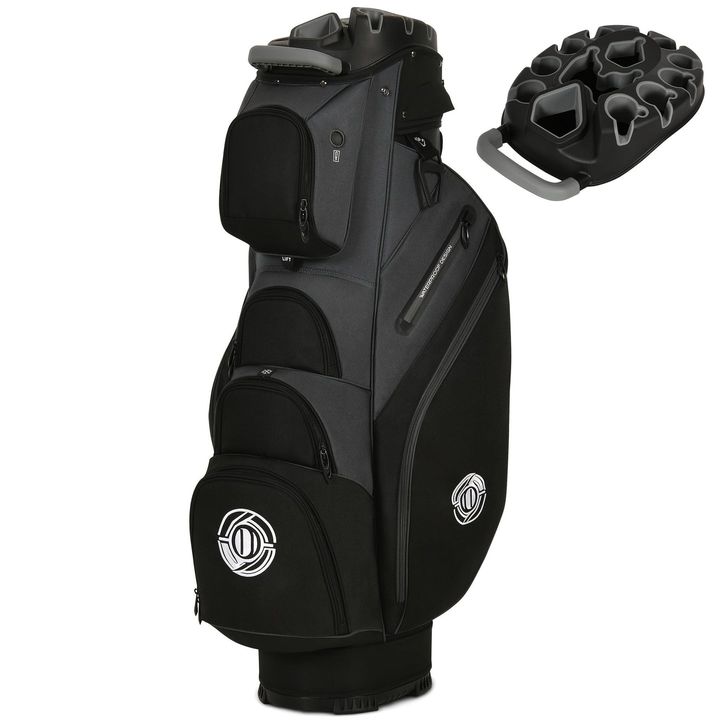 Golf Cart Bag 14-Way Full Length Dividers Protect Clubs 8 Zippered Pockets Cooler Pocket Valuables Pocket Ergonomic Shoulder Straps Rain Cover Water Repellant Unisex Professional Golf Bag Multiple Colors