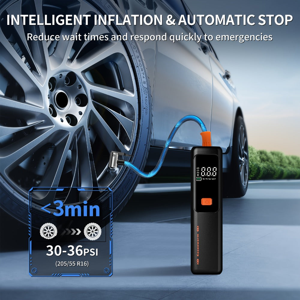 Cordless Tire Inflator Portable Air Compressor – USB-C Rechargeable, Digital Gauge, 3X Fast Inflation for Car Tires, Bikes, Motorcycles & Sports Balls