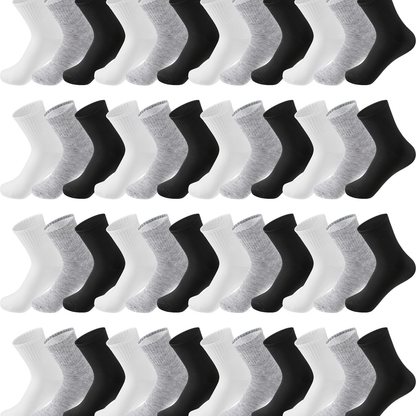 Bulk Moisture-Wicking Ankle Socks 100 Pairs Unisex Men Women Casual Sports Gym Socks Black White Gray One Size Fits Most