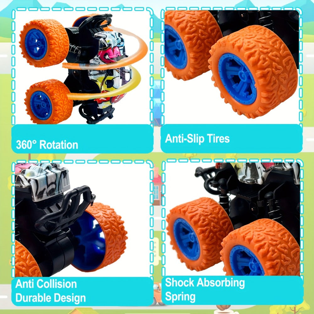 Mini Pull Back Truck Toys Bulk Pack 12pcs – Friction Powered Push & Go Stunt Car Trucks for Boys Girls Kids Teens – Birthday Party Favors Goodie Bag Fillers Vehicle Playset