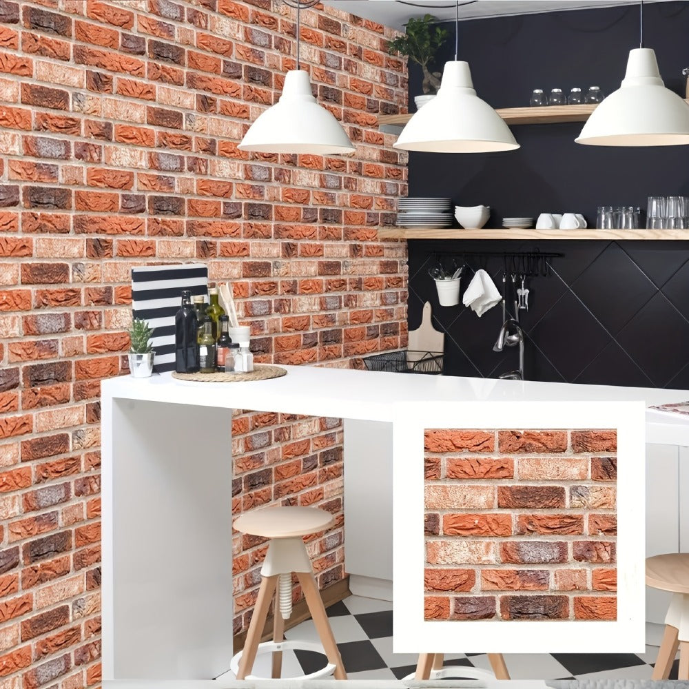 Peel and Stick Tile Stickers 20pcs Vintage Brick Pattern Self-Adhesive Waterproof Wall Tiles for Kitchen Bathroom Toilet – Removable Oil-Proof Backsplash Wall Art Decor