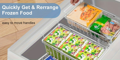 Freezer Organizer Bins, Expandable Chest Freezer Baskets with Hanging Handles – Adjustable Wire Basket 15.6" to 24.3", Heavy-Duty Iron Rust-Proof Deep Freezer Storage for Most Chest Freezers, 2 Pack