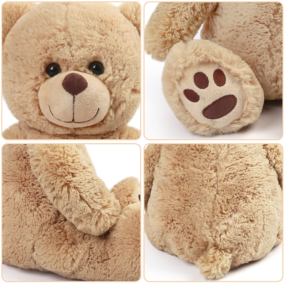 Teddy Bear Stuffed Animal 12 Inch Brown Soft Plush Huggable Classic Bear Toy Safety Eyes Cuddly Plushie Birthday Christmas Gift for Kids Toddlers Boys Girls