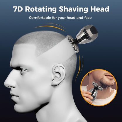 8D Electric Head Shaver for Men IPX5 Waterproof Wet Dry Rotary Shaver LED Digital Display Beard Nose Hair Trimmer Multi-Function Kit WK5810 ZN6100 Replacement Blades