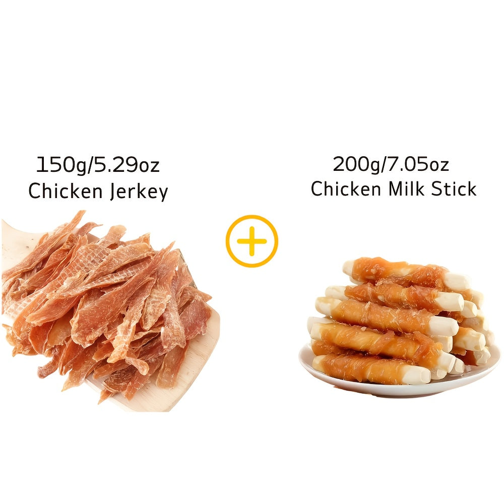 Dog Jerky Treats 400g Mixed Flavor Pack – Chicken & Duck Jerky, High Protein Low Fat, Long Lasting Chews, Digestible Training Reward Snacks for Small Medium Large Dogs