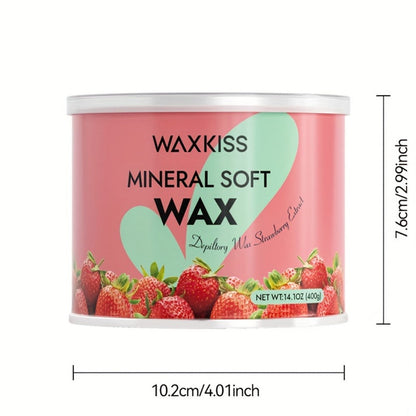 Soft Wax for Hair Removal 400g WAXKISS Honey & Aloe Vera Strip Wax Jar for Face Underarms Legs Body Back All Skin Types DIY Home Salon Waxing Kit for Women