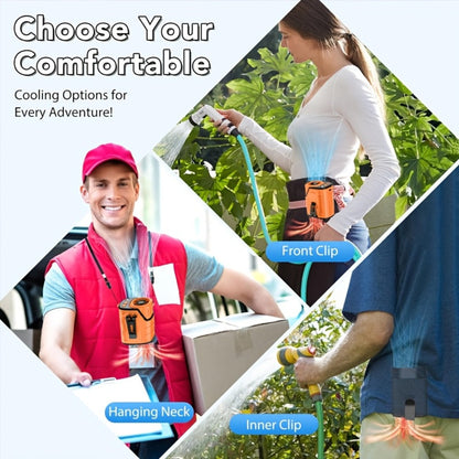 3-in-1 Portable Waist Fan with LED Flashlight & Power Bank | Rechargeable Clip-On Cooling Fan for Outdoor Work, Camping & Construction Sites, 3600mAh Battery, Digital Display