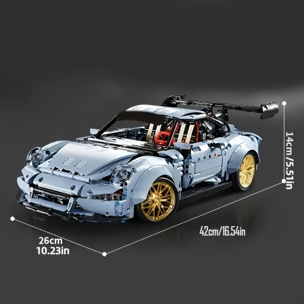 2100PCS Lowrider Sports Car Building Blocks Set for Adults – Misty Blue Model Kit Desktop Ornament & Room Decor, Cool Gift for Men, Car Enthusiasts, Valentine's Day Birthday Christmas (Set 1 / Set 2)