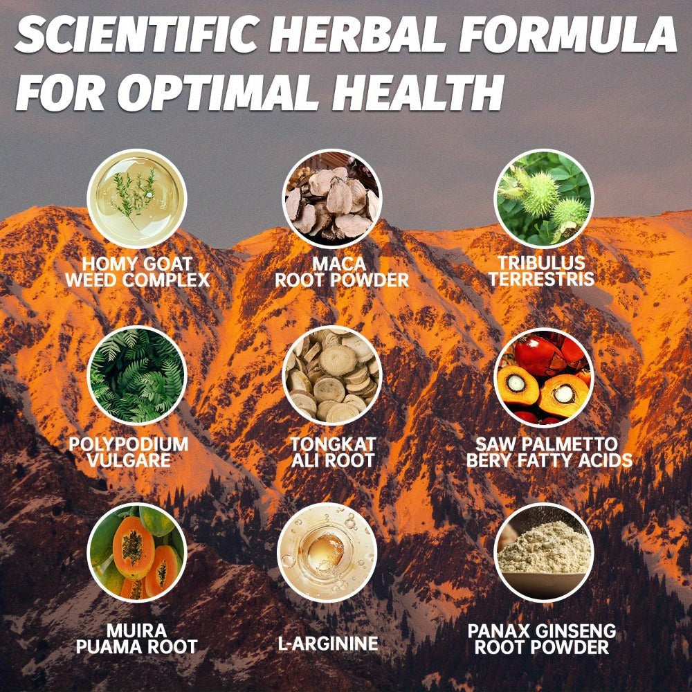 Horny Goat Weed Complex with Tongkat Ali, Ginseng & Premium Herbal Blend - Men's Vitality & Energy Support Supplement - 2 Pack Value Bundle